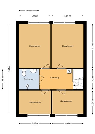 Plattegrond - Baai 99, 8224 DR Lelystad - Eerste verdieping - 2D.jpg